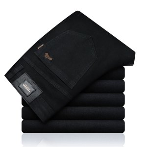 老爺車(LAOYECHE)秋冬厚款男士牛仔裤直筒宽松男裤冬天休闲长裤弹力冰丝裤子