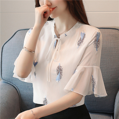 幂凝短袖打底雪纺衬衫女装夏装2021年新款百搭时尚洋气气质上衣服