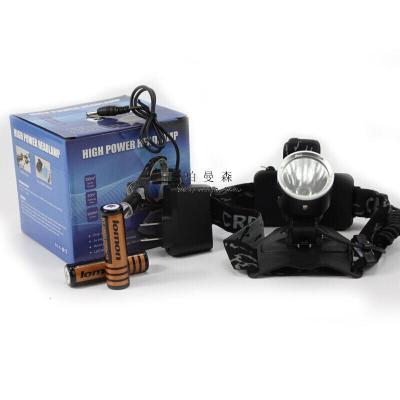 T6户外头灯 LED充电强光头灯 防水远射T6打猎自行车头灯 户外照明夜骑头灯 骑行灯