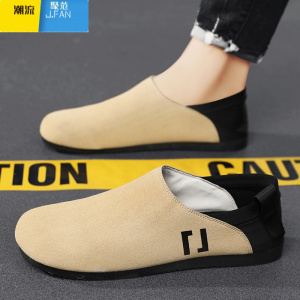 聚范豆豆鞋男夏季透气薄款休闲帆布鞋男士开车乐福板鞋英伦一脚蹬男鞋