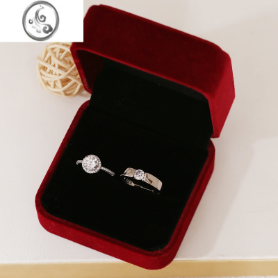 JiMi结婚戒指仿真一对婚礼现场用鸽子蛋婚戒对戒活口可调节求婚假钻戒