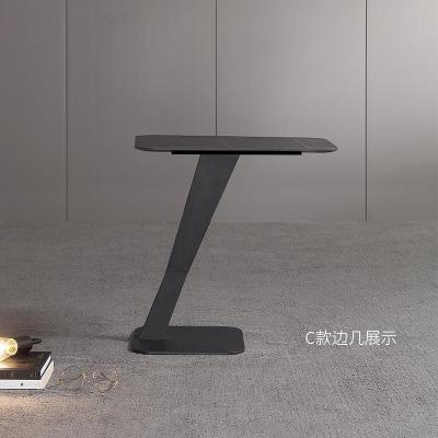 森美人意式简岩板边几北欧轻奢创意角几沙发边桌现代客厅角落移动圆几