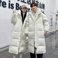 JPDUN秋冬情侣同款长款过膝羽绒服男女宽松休闲保暖外套