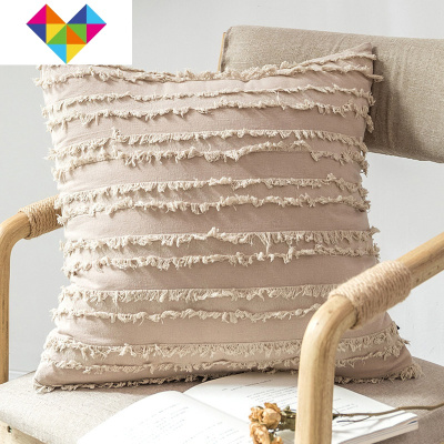现代简约北欧抱枕纯色棉麻靠枕背垫民宿样板房ins少女风沙发靠垫御蓝锦