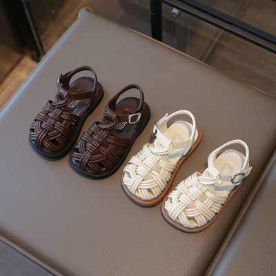 新款凉鞋2025夏季新款儿童编织休闲宝宝鞋女童包头沙滩鞋