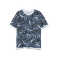 KENZO男士蓝绿竹叶图案短袖T恤春夏季休闲潮流百搭上衣