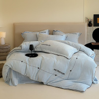 轻奢高端加厚保暖亲肤牛奶绒刺绣款四件套双面纯色款防静电四件套