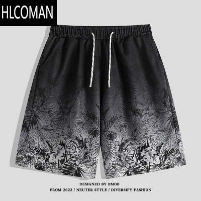 HLCOMANBMOB速干沙滩裤海边度假渐变短裤男士潮牌夏威夷宽松休闲五分中裤