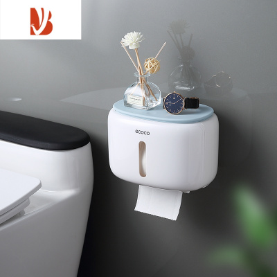 三维工匠卫生间纸巾盒壁挂式厕纸盒抽纸盒厕所卫生巾收纳卫生纸卷纸置物架 单层蓝色