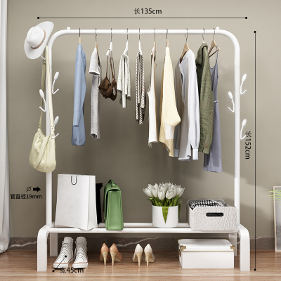 晾衣架落地阳台晒衣杆卧室内晒架古达家用凉挂衣服架子晒衣架135cm-白-双侧钩
