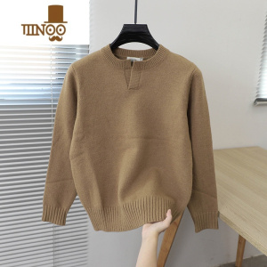 YANXU2023秋季新款毛衣男纯色套头圆领柔软青年百搭流行打底内搭针织衫