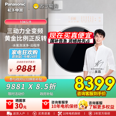 松下(Panasonic)[吴磊同款]白月光Queen女王款 10kg变频热泵烘干机 家用干衣机 全变频NH-X1FR6
