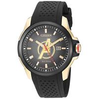 黑色硅胶带男士石英腕表光动能驱动防水米时尚潮流设计