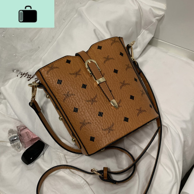 高级感包包女2020新款韩国印花水桶包时尚气质单肩包斜挎小包NEW LAKE女斜挎包