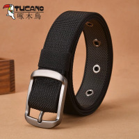 啄木鸟帆布腰带男士2025新款编织裤带年轻人休闲百搭韩版针扣皮带