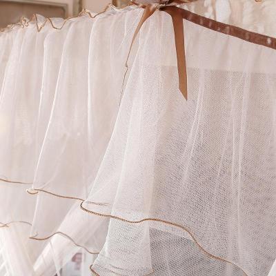 美帮汇蚊帐韩式落地方顶三开公主蚊帐 午后咖啡1.5 1.8米