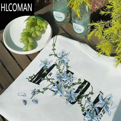 HLCOMAN花城刺绣工艺潮流男女短袖夏季国潮休闲百搭宽松情侣T恤