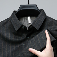 新款男士春秋高品质商务休闲男士衬衫条纹弹力上衣