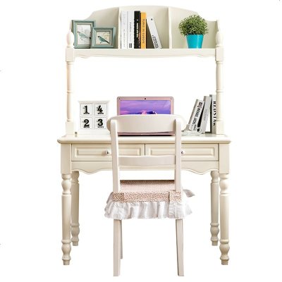 小书桌书架组合书柜家用欧式学生书台椅子美式实木电脑学习桌