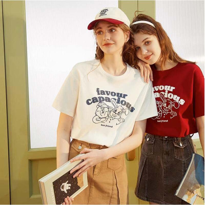 [100元任选3件]任选件唐狮黑色短袖t恤女夏季新款设计感小众半袖体恤韩系chic别致上衣x