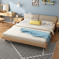 北欧实木床1.5米1.8米双人床现代简约橡木主卧软靠家具套装组合