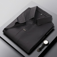 新款短袖T恤男士夏季薄款冰丝无痕V领上衣潮流休闲商务Polo衫男