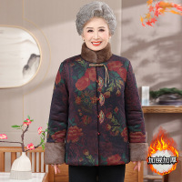 时尚女装奶奶装冬季保暖棉衣加绒加厚女士休闲老太太棉服60岁冬装