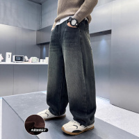 男童加绒牛仔裤新款大儿童加厚冬季直筒裤秋冬款一体绒裤子潮