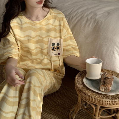 2026年夏季短袖睡衣女学生宽松卡通可爱薄家居服两件套装pajamas_1