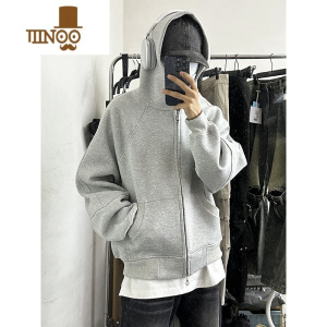 YANXUOHenry美式cleanfit500g开衫卫衣连帽衫男女vibe短款拉链外套