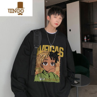 YANXU男装圆领卫衣港风美式复古新款韩版宽松百搭加绒潮牌
