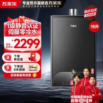 万家乐安睡洗 燃气热水器16升一级轻音零冷水智慧伺服恒温家用防冻wifi智控天然气JSQ30-16RL10