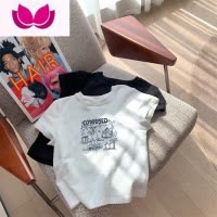 七斓火龙果色正肩短袖t恤女2023夏季新款修身半袖体恤内搭打底衫