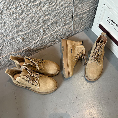 真皮马丁靴女秋冬新款加绒复古瘦瘦短靴休闲百搭洋气靴子女款