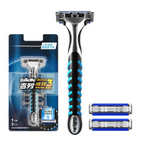 吉列Gillette威锋3强化版手动剃须刀 三层刀片 3刀头1刀架