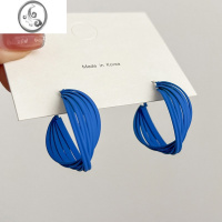 JiMi克莱因蓝圆圈螺旋耳夹女无耳洞高级感小众独特夸张气质显脸小耳饰