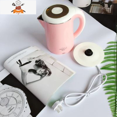 烧水壶低小功率800W瓦学生宿舍寝室专用电热水壶300W500W旅行家用 粉红色 双层800W1.2L 敬平