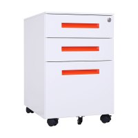 臻远 ZY-HDGB-05 钢制活动柜办公文件柜三抽储物矮柜 一字扣手款红色扣手
