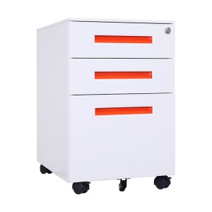 臻远 ZY-HDGB-05 钢制活动柜办公文件柜三抽储物矮柜 一字扣手款红色扣手