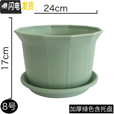 三维工匠花盆塑料加厚家用大号特大号阳台专用绿萝多肉吊兰树脂小花盆 浅绿色8号浅绿色24cm 中等花盆容器
