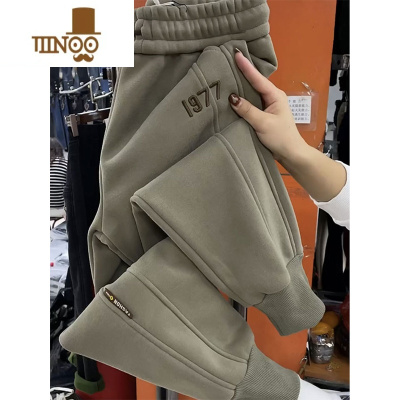 YANXU特大码300斤胖GG刺绣哈伦裤宽松ins潮显瘦束脚运动裤百搭休闲卫裤