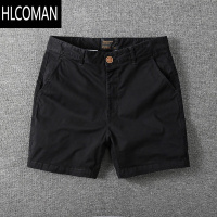 HLCOMAN休闲短裤男潮修身纯色三分四分裤夏季潮牌弹力3分4分裤超短裤