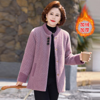加绒加厚保暖妈妈外套冬时尚女中老年人洋气婆婆装仿毛大衣中长款