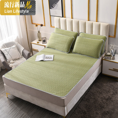 夏季泰国乳胶凉席三件套冰丝空调软席子1.5米/1.8m床可折叠水洗 三维工匠凉席/凉枕