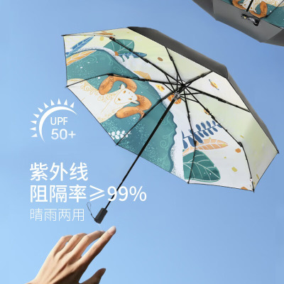 红叶(Hong Ye)插画礼品雨伞女遮阳伞晴雨两用折叠伞防晒防紫外线十二星座太阳伞
