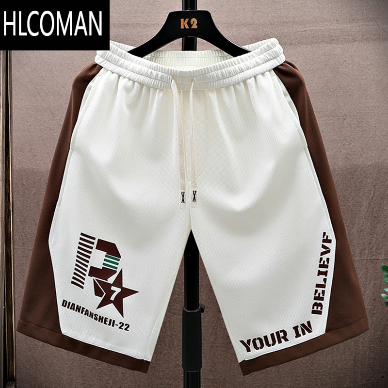 HLCOMAN叠穿短裤男款夏季2024新款冰丝休闲五分裤男士潮牌宽松运动中裤子