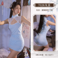 霏慕情趣内衣古典旗袍制服午夜魅力可爱校园性感睡衣复古抽褶镂空旗袍女式情趣睡衣7028