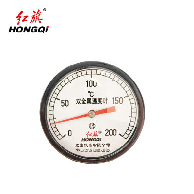 红旗 双金属温度表 WSS401 0-200度 杆长75MM 块