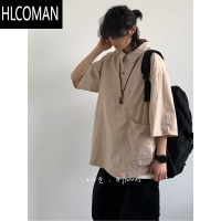 HLCOMANcityboy日系复古工装短袖衬衫男女设计感休闲宽松半袖衬衣外套潮
