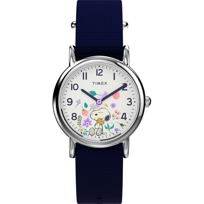 TIMEX/天美时女表mm蓝带白盘圆面轻便舒适腕表